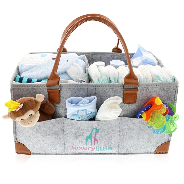 Baby Diaper Caddy Organizer Portable Tote Bag Gray