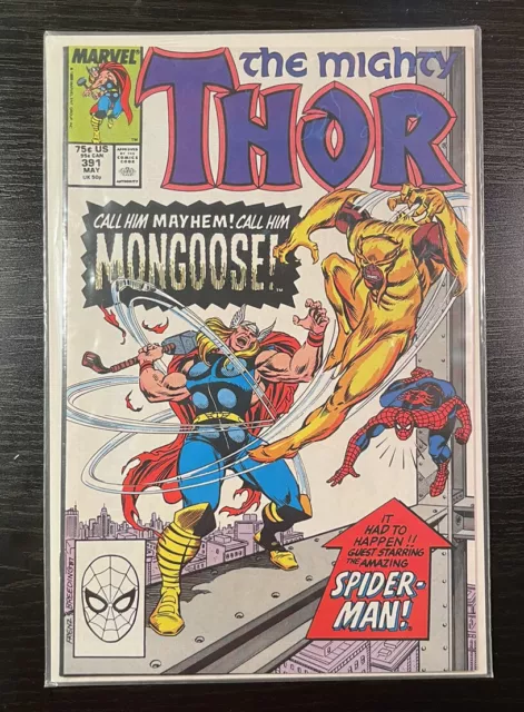 Marvel Comics The MightyThor #391 May 1988 Mongoose Guest Star Spiderman VF/NM