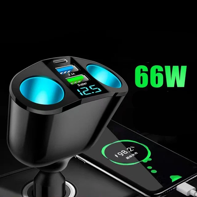 Nuovissimo Caricabatterie Auto Dual USB QC3.0 12V/24V 360° Rotazione 66W Accessori