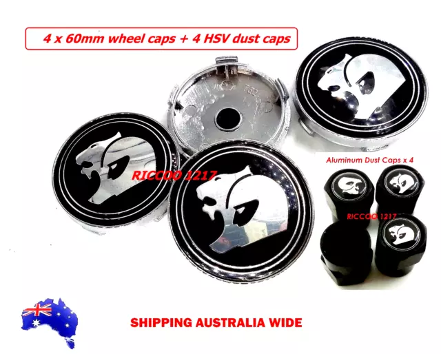 wheel caps for Holden hsv 60mm + 4 alloy valve dust caps new SS HSV 56mm hole VS