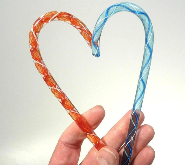 Hand Made Glass Art Heart - Great Gift - Dirwood Glass, Red, Blue, Aqua, Clear