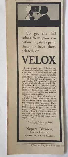 1900 Eastman Kodak Velox Publicidad Nueva York Vintage Anuncio impreso