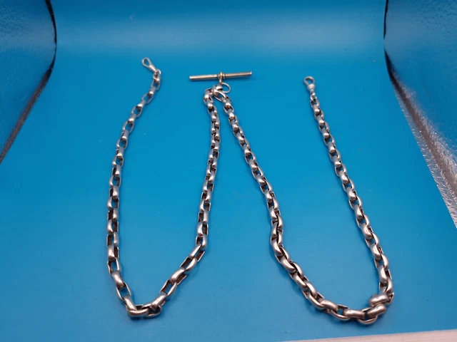 Argento massiccio insolito doppia catena Albert vittoriana 1890 Birmingham