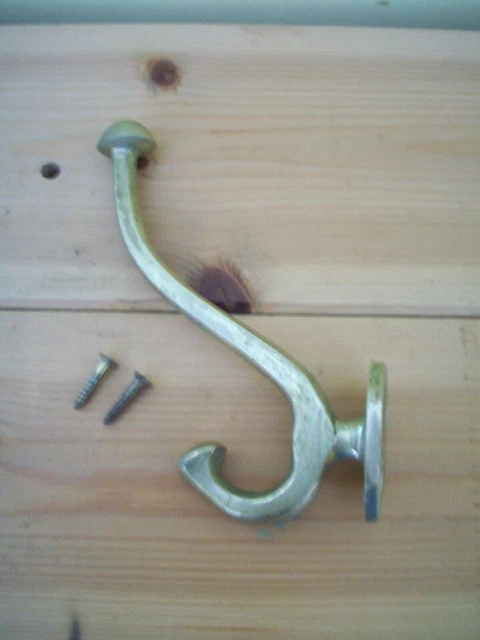 Original  Vintage ART DECO BRASS Coat Hook Reclaimed