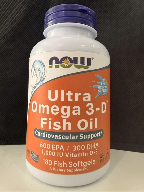 NOW ULTRA OMEGA 3 180 Softgels Fish Oil Enteric Coated Heart Brain UK ...