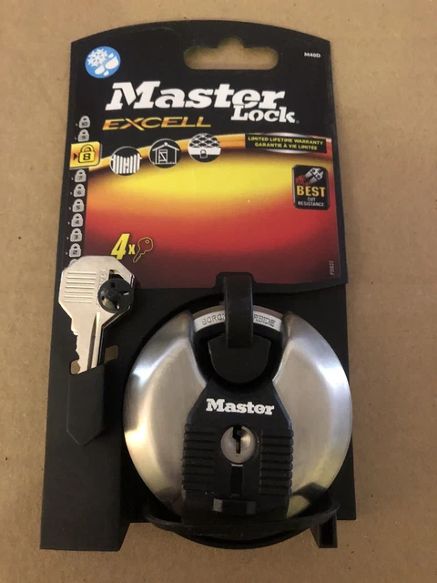 Cadenas Master Lock Excell M515DLH - Sécurité Niveau 9 - Chaînette Longue - 4 Clés - Neuf