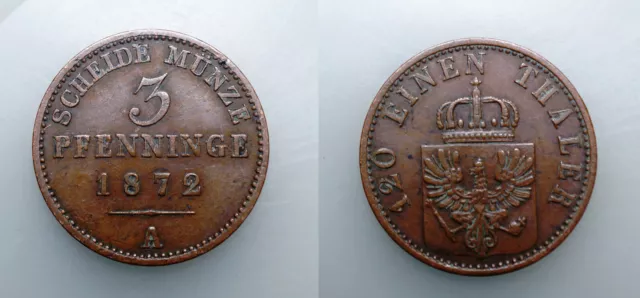 Preussen, 3 Pfennig 1872 A