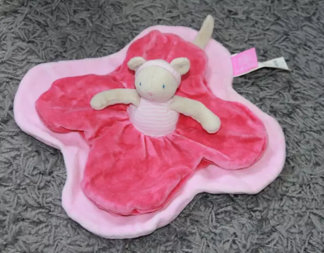 Moulin Roty Doudou Lila Souris Plat Rose Fleur