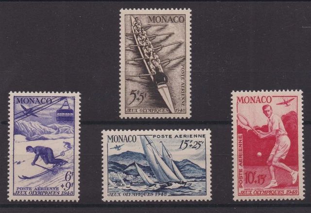 Série De Timbres Monaco Poste Aérienne 1955 - Oiseaux N°55 à 58 - Neufs Sans Charnière