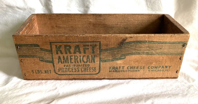 KRAFT American Process Cheese 2 lb Vintage Wood Wooden Crate Box Chicago, ILL