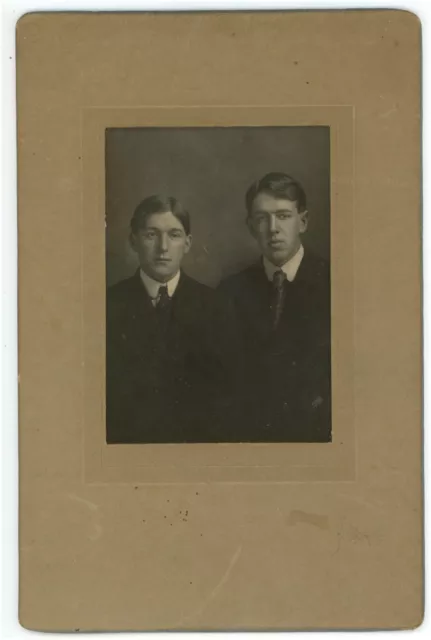 Circa 1900'S Large Cabinet Card Two Handsome Men Wearing Fancy Suits & Ties