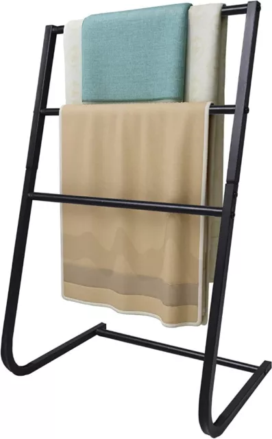 Abrigo de bufanda de toalla de metal independiente estante de secado 3 niveles (negro)