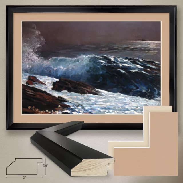 44Wx32H": SUNLIGHT ON THE COAST by WINSLOW HOMER - DOUBLE MATTE, GLASS and FRAME