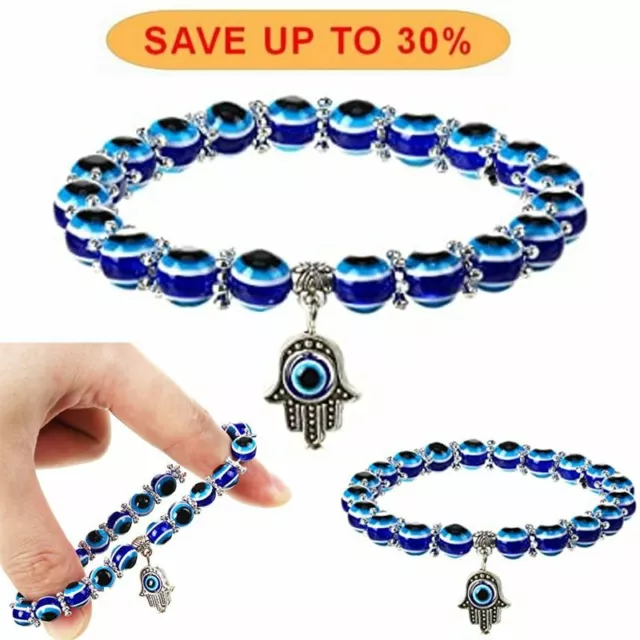 Fashion Blue Evil Eye Bead Protection Good Luck Bracelet Turkish Hand Bangle Hot