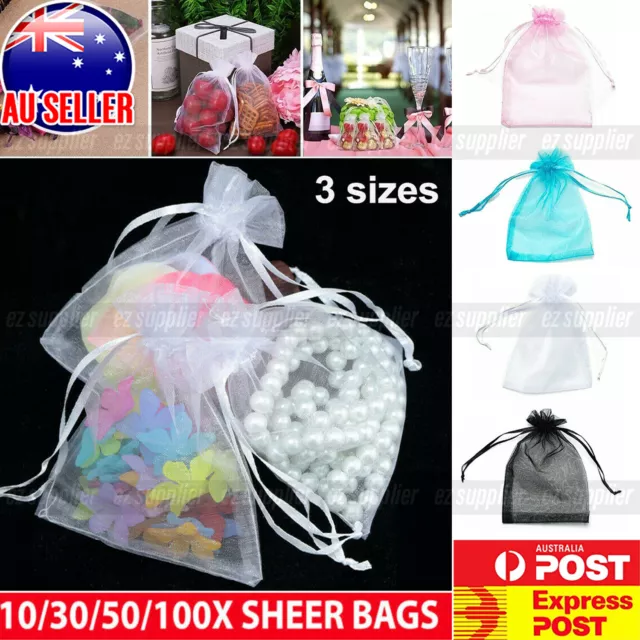 100PCS Organza Bag 3 Sizes Sheer Bags Jewellery Wedding Candy Packaging Gift HOT