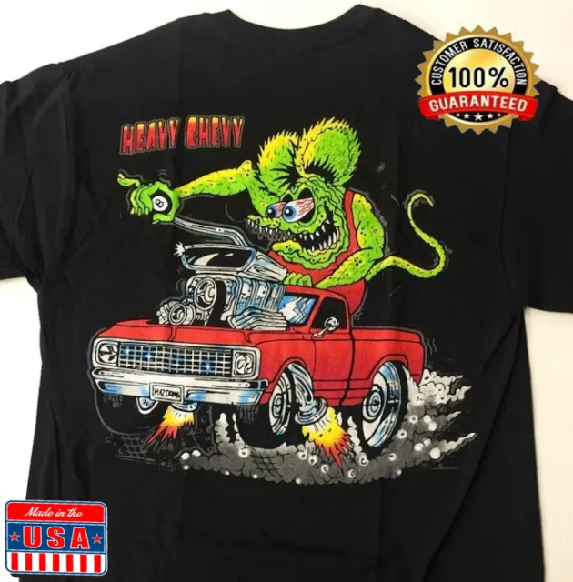 Rat Fink Heavy Chevy T-Shirt Ed Big Daddy Roth Men'S Black Tee Size S-4XL HA1356