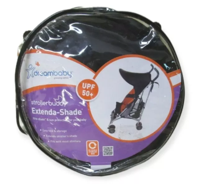 Stroller Buddy Extenda Shade w/ Bag Black UPF 50+ Sun Protection Dream Baby NEW