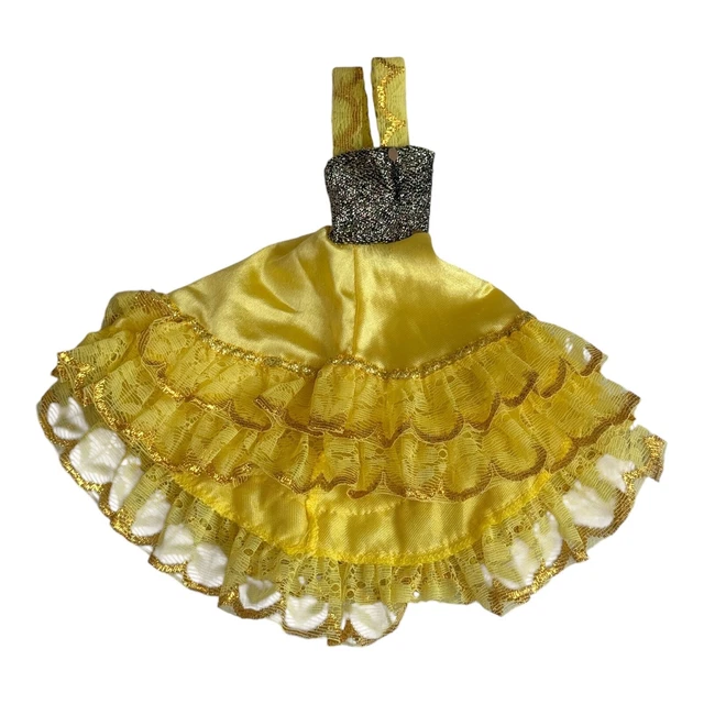 VINTAGE RETRO MATTEL Barbie yellow flamenco layered dress, broken strap- no doll 12.00 - PicClick UK VINTAGE RETRO MATTEL Barbie yellow flamenco layered dress, broken strap- no doll 12.00 - PicClick UK