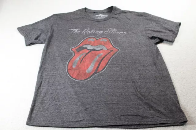 Rolling Stones T Shirt Men Large Grey Crew Neck Burnout Tour Fan Tee