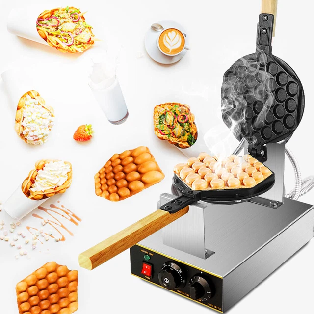 Electric Bubble Egg Cake Maker Oven Stainless Non-Stick Waffle Baker Machine