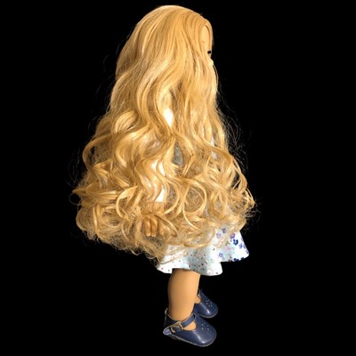 American Girl Doll Custom, Light Skin, Long Blonde Curly Hair, Blue Eyes, Lashes 3