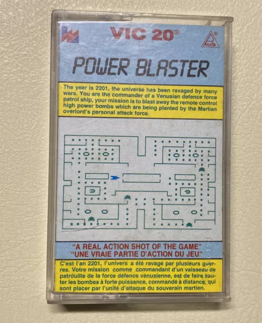 VIC-20  - Power Blaster - Cassette In Case Commodore Vic 20 Game