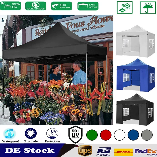 Faltpavillon 3x3M Regendicht Pavillon UV-Schutz Faltzelt mit 4 Seitenteilen Neu* 2