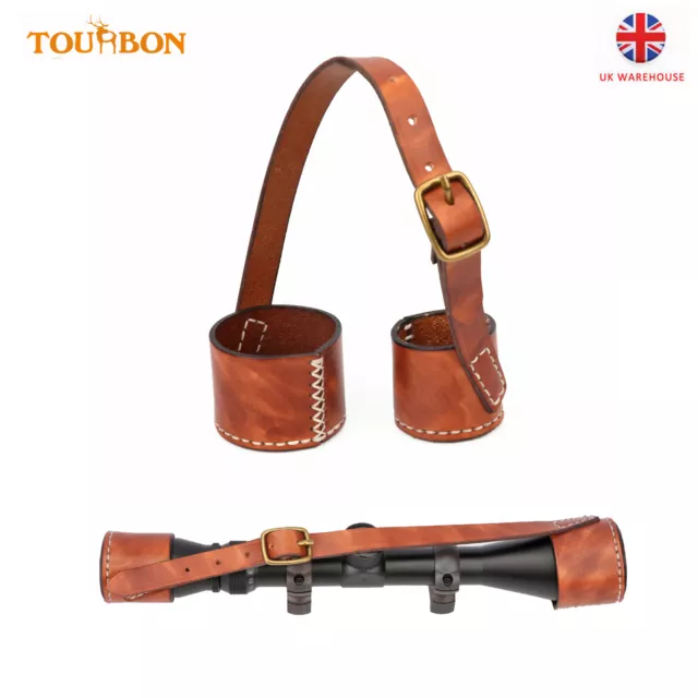 TOURBON Leather Hunting Rifle Scope Guard Cover Telescope Lens Cap Special Offer