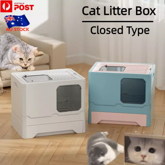 AU New Pet Litter Box Fully Enclosed Anti-splash Drawer Type Cat Litter Box