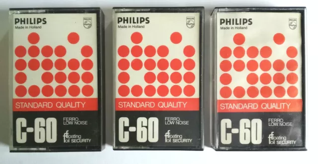 Lotto 3 Mc Musicassette Philips C90 c 90 Compact Cassette Tape Usate