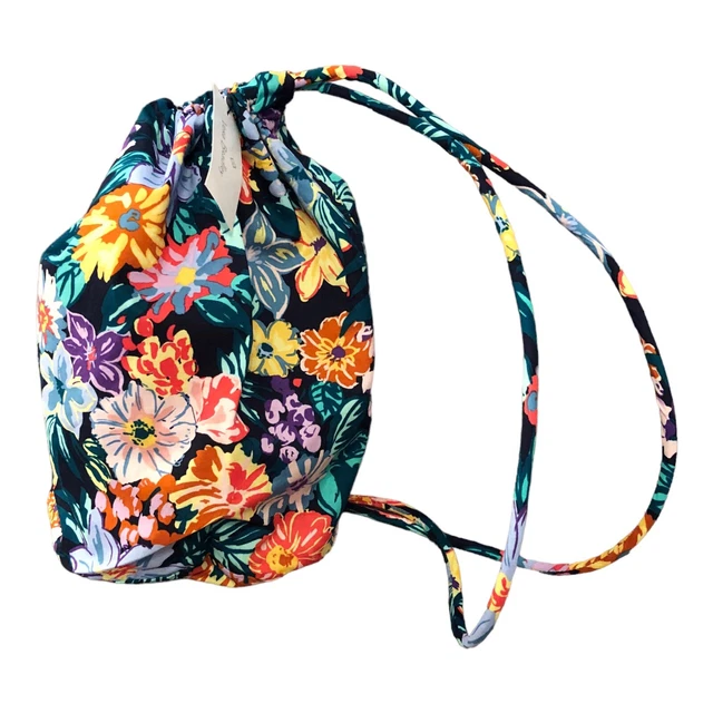 Vera Bradley Ditty Bag Happy Blooms Drawstring Travel Sports Gym Pool Beach  NWT