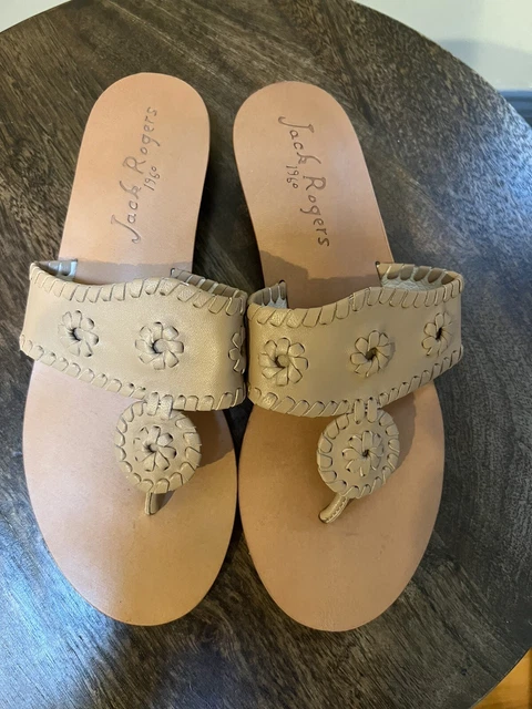 Jack Roger’s Womens Small Wedge Sandals Tan Sz 8