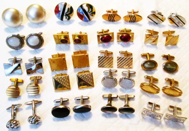 Vintage 20 Sets Of Men’s Cuff Links Jewelry Lot~SWANK~HICKOK~W