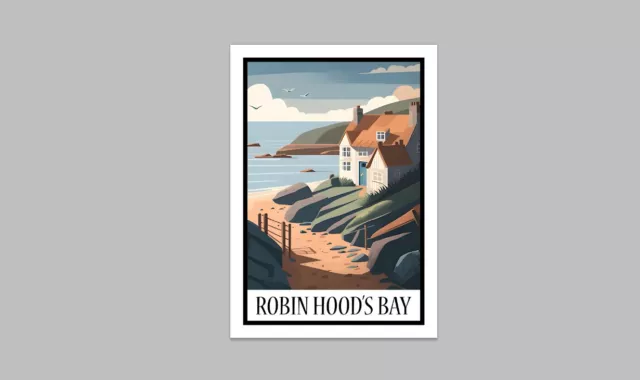 Robin Hood's Bay North Yorkshire POSTER A2 SIZE dales moor Whitby Fishing boat