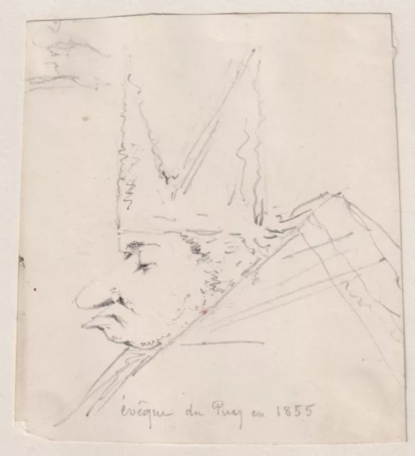 Auguste De Morlhon Eveque Puy-en-Velay Portrait Caricature Dessin 1855