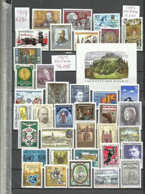 R251-Austria Lote Series Completas Nuevos Mnh** 1984/5+ Valor 59,00€ Lujo.colecc