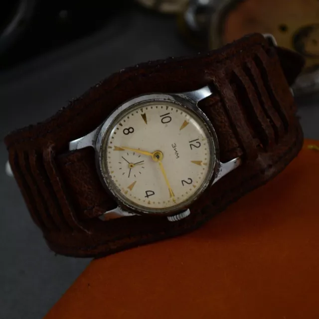 Original ZIM POBEDA Vintage Soviet Union Serviced USSR Mechanical Men's Watch