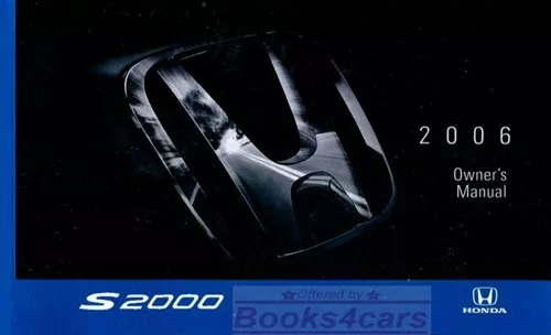 S2000 Honda 2006 Owners Manual Book Owner's Handbook Guide