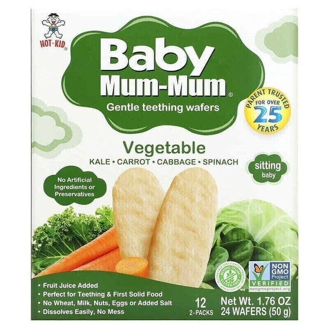 Chaud Enfant Baby Mum-Mum Doux Gaufrettes Chou Kale Carotte Épinard 24 Comte (50