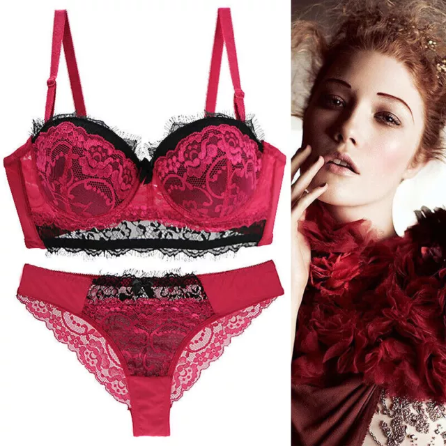 SEXY BLACK RED Strappy Bra Underwear Panties Set Bralette Lace Lingerie  Size S 8 £17.38 - PicClick UK