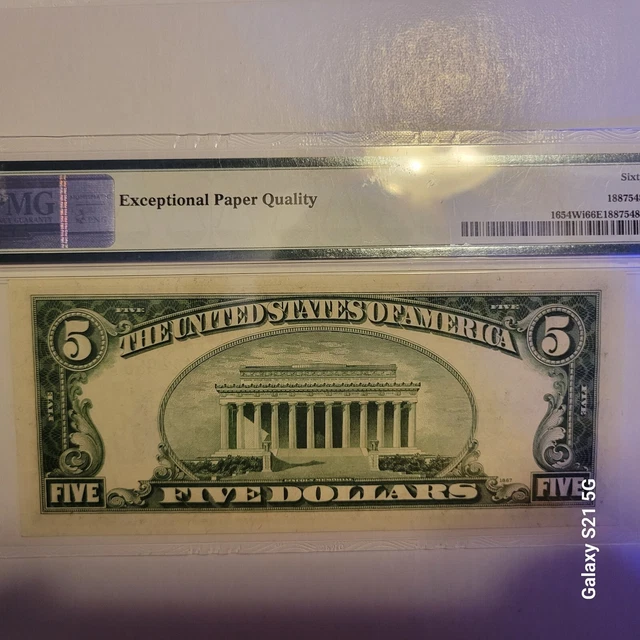 1934 D $5 Silver Certificate PMG 66 Gem Fr#1654Wi Uncirculated Rare 3