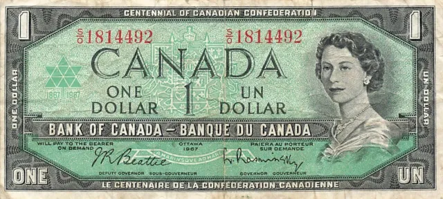 Kanada  -  1 Dollar  -  Serie S/O  -  1967  -  P-84b  -  VG
