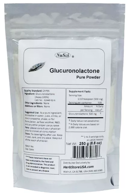 100% Pure Glucuronolactone Powder 250g (8.8oz) Energy Alertness