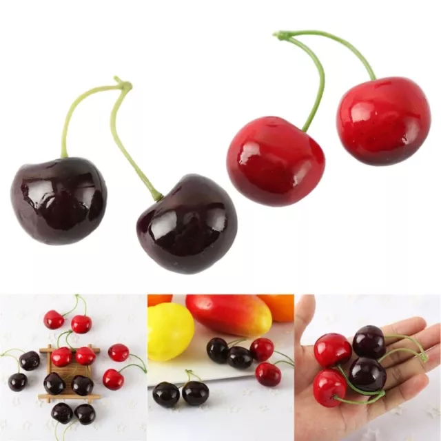 10 Pair Artificial Cherry Decorations False Cherries False Fruit Model for Room 2