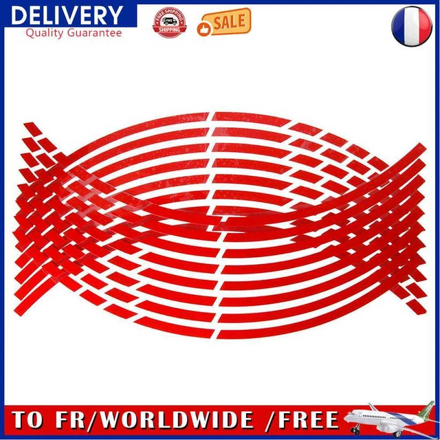 16pcs 18 inch Reflective Car Motorcycle Wheel Rim Stripe Stickers (Red)