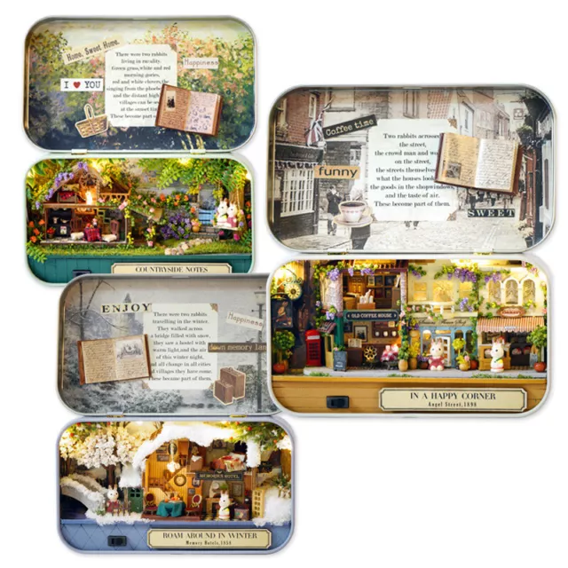 Mini Doll House Kit Room Box Miniature DIY Dollhouse Handmade for Kids Metal Box
