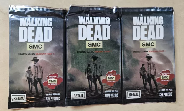 !!LOT OF 3 pack5 CARD PKS!! 2016 AMC Walking Dead Season 4 Part 1 Trading Cards