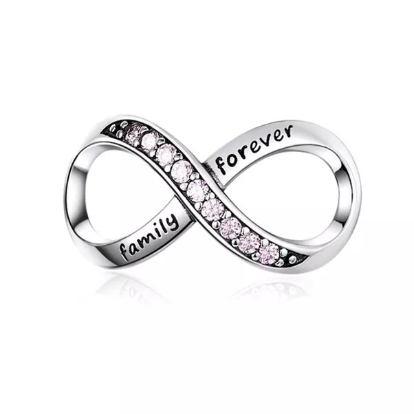 SOLID Sterling Silver FAMILY FOREVER PINK CZ Infinity Charm - YOUnique Designs