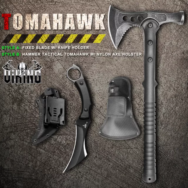 Tactical Survival Tomahawk Throwing Axe Battle Hatchet Hunting Knife Camping Usa