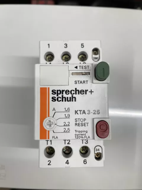 Sprecher + Schuh Manual Motor Starter KTA 3-25 1.6A-2.5A